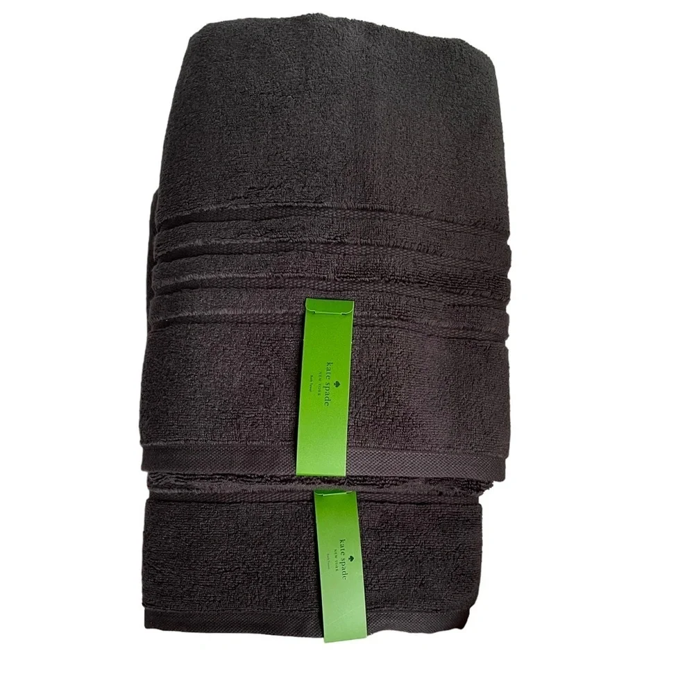 Kate Spade New York Black Bath Towel Set of 2 NWT